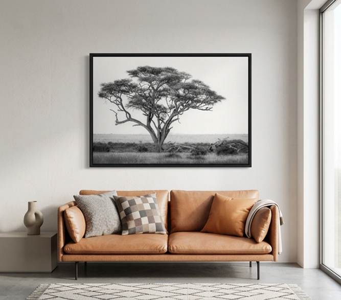 Fine art wildlife print in a minimal interior