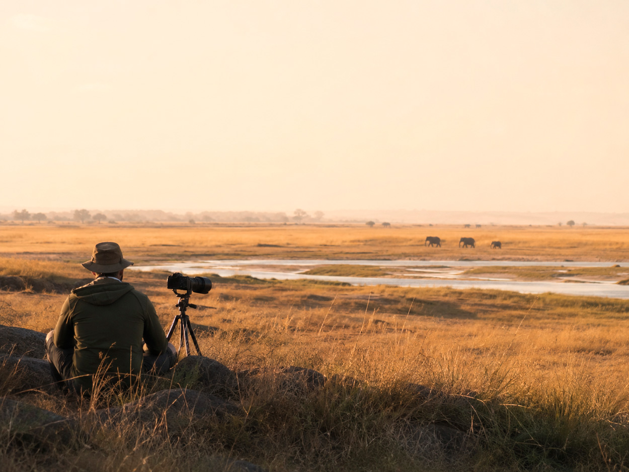 Wildlife photographer using patience and field craft